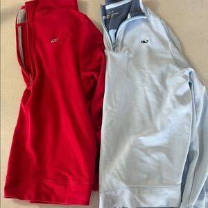 Vineyard Vines Boys Zip-Up Sweaters - Red & Light Blue